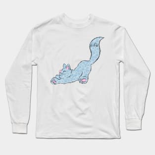 Cute Cat Stretching Yoga Illustration Long Sleeve T-Shirt